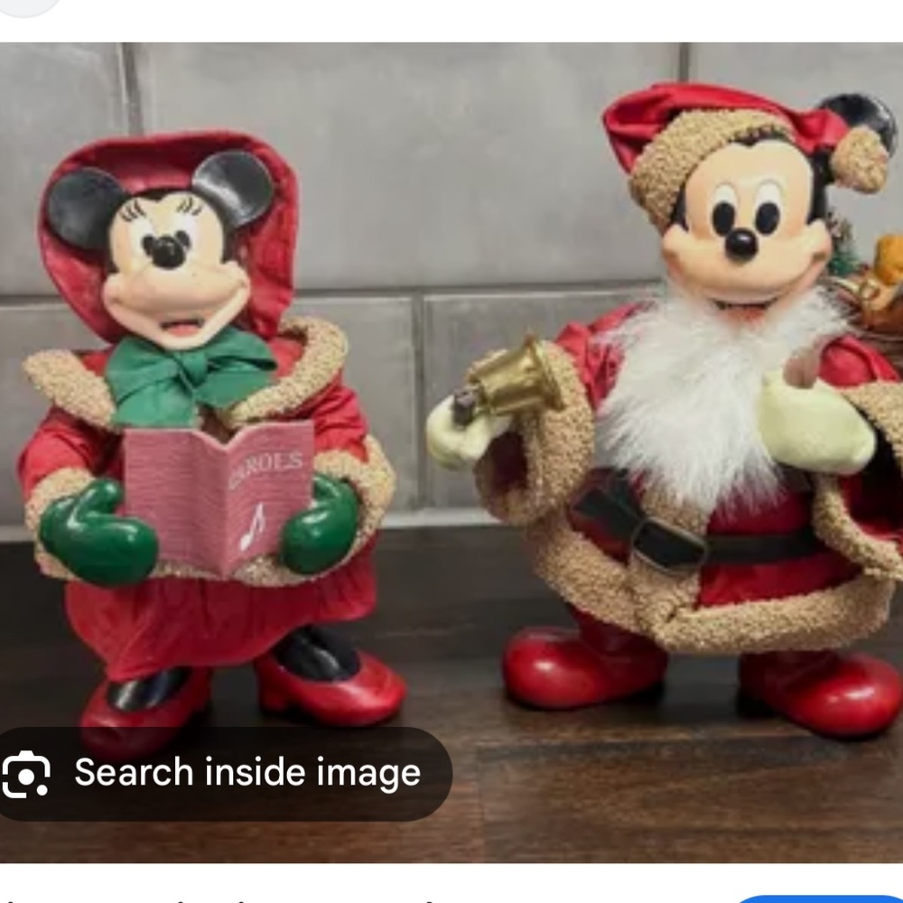 Vintage Walt Disney World Kurt Adler mickey and Minnie Fabric Mache Carolers
